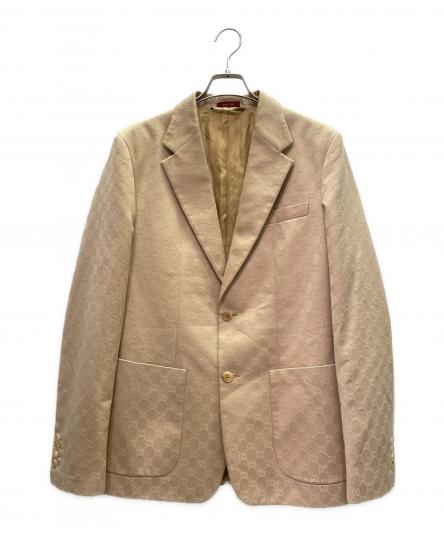 GUCCI (グッチ) GGスプリームパターンブレザー ベージュ サイズ:Lの