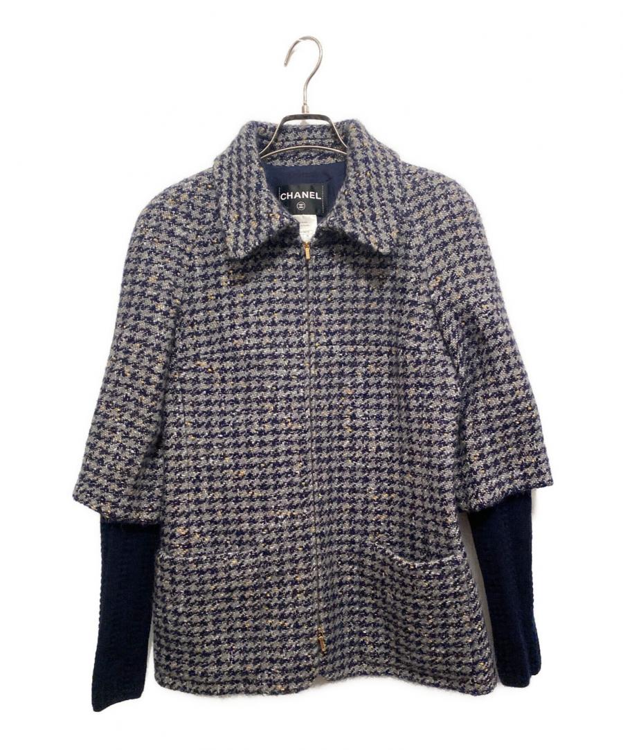 CHANEL (シャネル) レイヤードジップジャケット グレー サイズ:36の