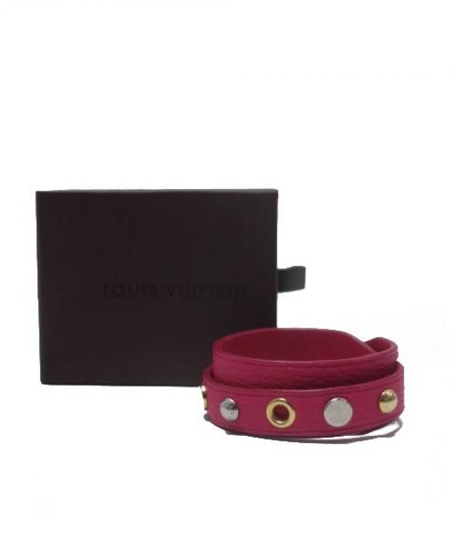 Louis Vuitton レザー ブレスレット 黒 赤 LOUIS VUITTON 【ルイヴィトン】 レザーブレスレット M6691F 箱・布袋