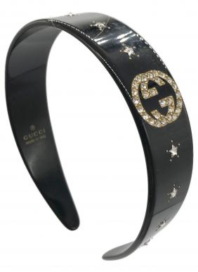 GUCCI（グッチ）クリスタル インターロッキングG ヘアバンド
