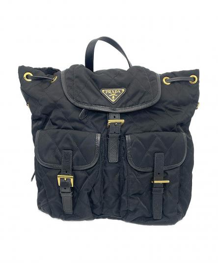 PRADA キルティング レザー バックパック PRADA (プラダ) キルティングバックパック 金具キズ・ベルトシワ有