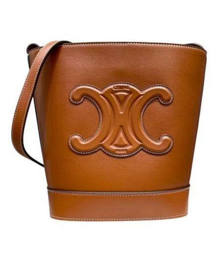 CELINE (セリーヌ) スモール バケット キュイル トリオンフ ブラウンの