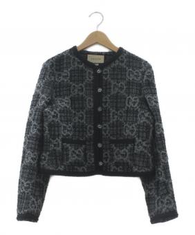 GUCCI（グッチ）ノーカラークロップジャケット GGツイード 