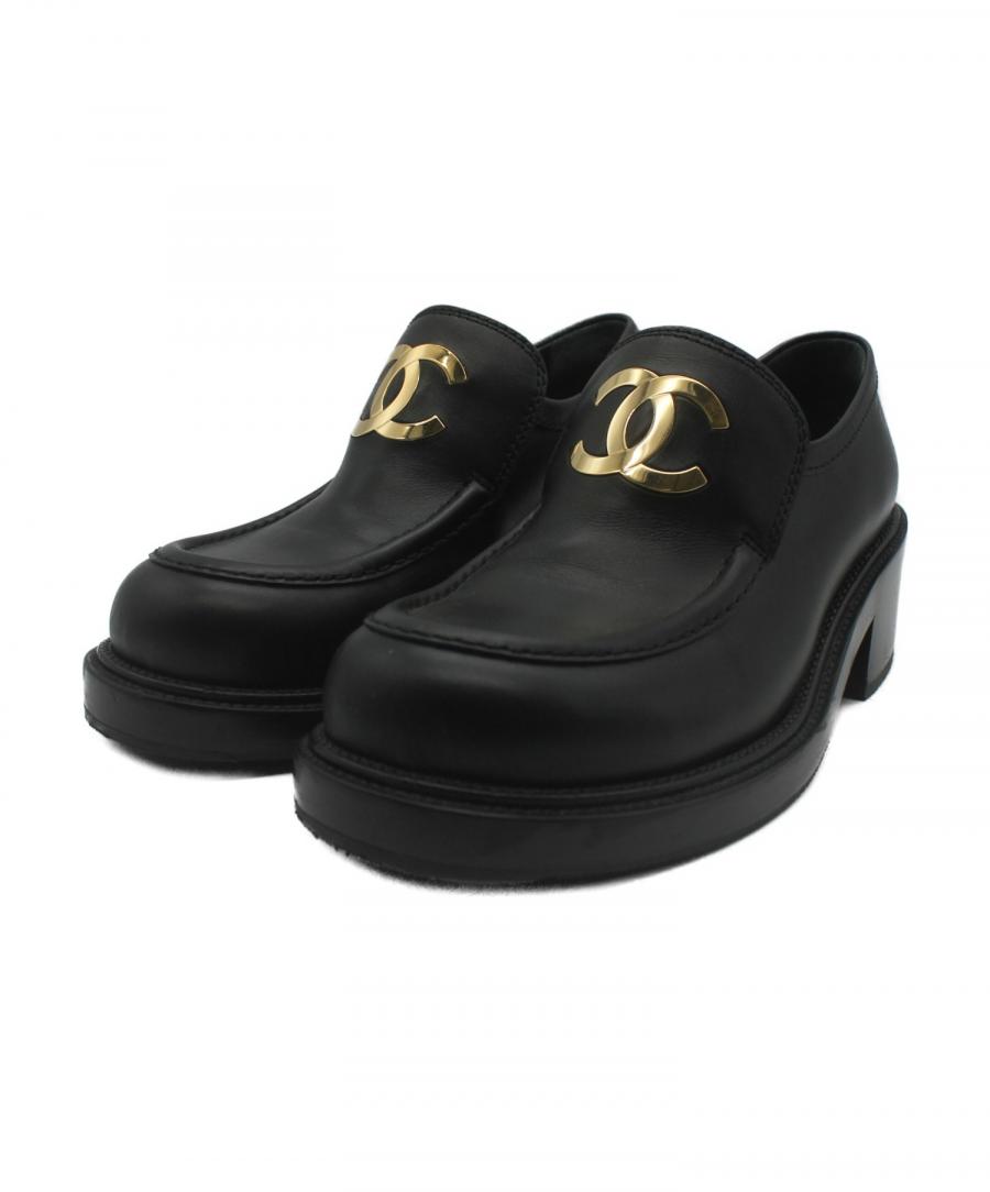 CHANEL ブラック レザーシューズ【大掃除価格】 CHANEL (シャネル) レザーシューズ ブラック サイズ:37Cの買取アイテム