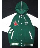 stussy ステューシー 】スタジャン グリーン 袖フェイクレザー 定価