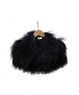 YVES SALOMON イヴサロモン 毛皮マフラー 未使用】YVES SALOMON RABBIT FUR HOOD SCARF BLACK / イヴ