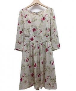 LAISSE PASSE レッセパッセ】 ベルテッドフラワープリントワンピ LAISSE PASSE レッセパッセ】 ベルテッドフラワープリントワンピ