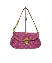 LOUIS VUITTON ルイヴィトン モノグラムデニム ショルダーバッグ ハンドバッグ ミニプリーティ レザー レディース