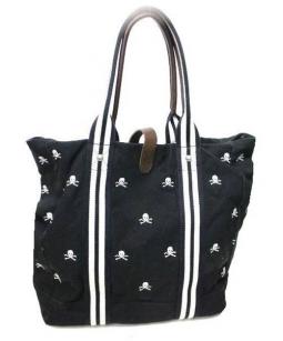 【美品】ラルフローレン ラグビー トートバッグ スカル 刺繍 スカル 総柄 Rugby Ralph Lauren(ラグビーラルフローレン) スカル刺繍