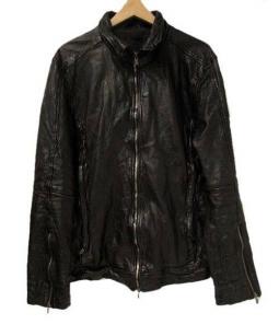 【羊革】ルーバトラム ラムレザージャケット シワ加工 インド製 黒 L LUVA TRAM シワ加工ラムレザージャケットメンズ ブラック SIZE L