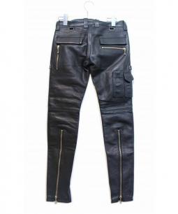 【値下げ!】blackmeans 黒 レザージップパンツ　size2 black means ZIP付きCOWレザーパンツ - tity