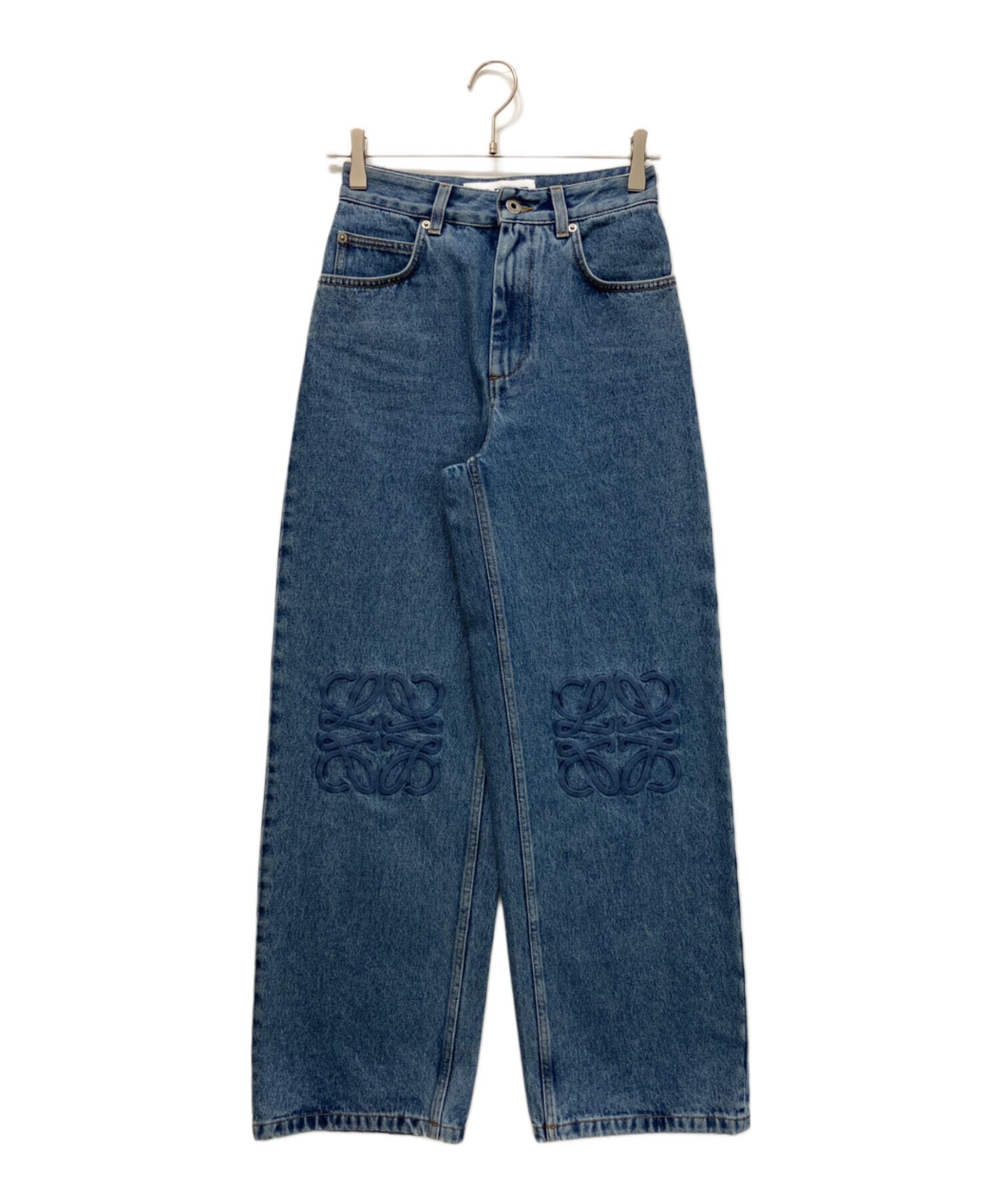 LOEWE ダークブルー デニムパンツ LOEWE / ロエベ】ANAGRAM BAGGY JEANS（ユーズド加工デニムパンツ