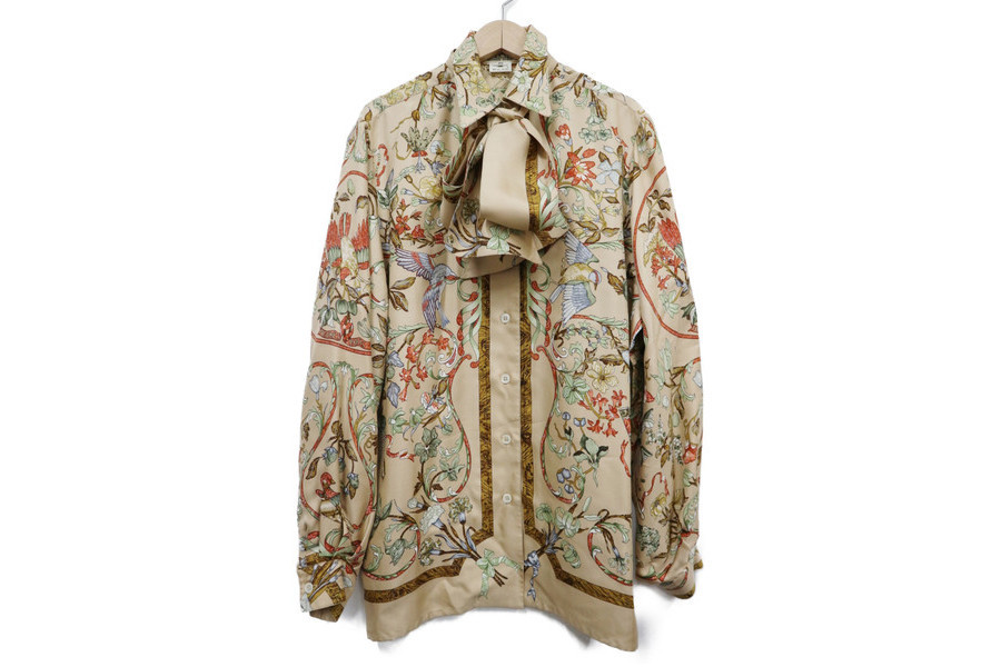 HERMES - 新品 エルメス ロザンジュ付 シルクブラウス 中古】エルメス HERMES ロザンジュ ストール付き スカーフ