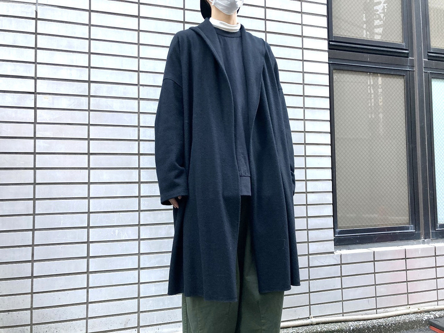 LIMI feuヨウジヤマモト 変形 ロングカーディガン　ドレープ Ly/C Plain Stitch Drape long cardigan(S Black): LIMI feu