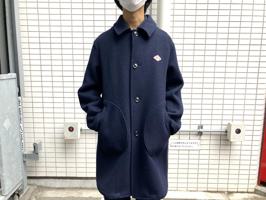 【美品】DANTON ダントン ウールモッサコート ネイビー DANTON(ダントン) 最終価格 ロゴ ウールモッサ シングルコート JD-8534