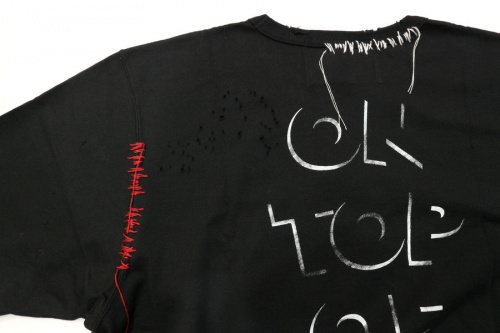 ダメージ加工コラボシャツの古着