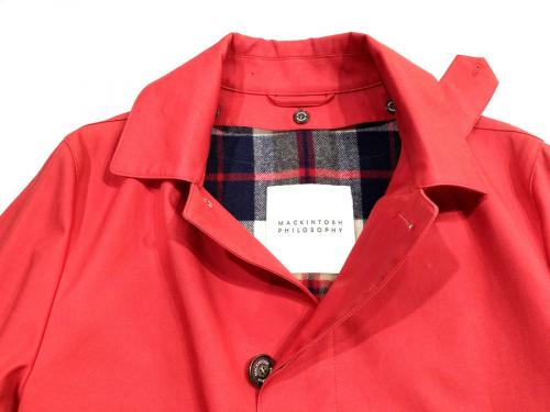 ステンカラーコートのチェックライナーボンディングステンカラーコート