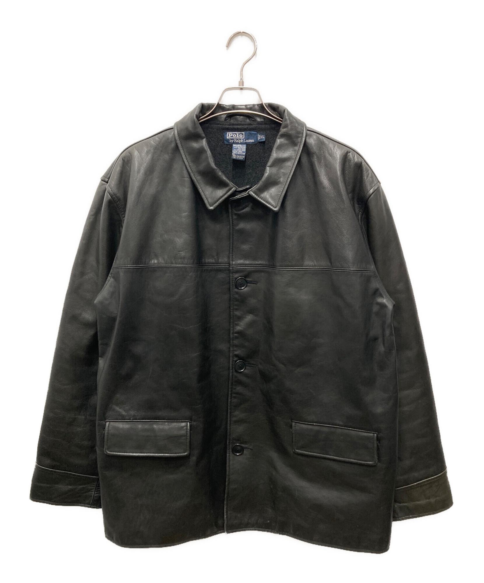 Polo by Ralph Lauren ブラックレザー カーコート ジャケット POLO RALPH LAUREN / ポロ・ラルフローレン】名作レザーカーコート