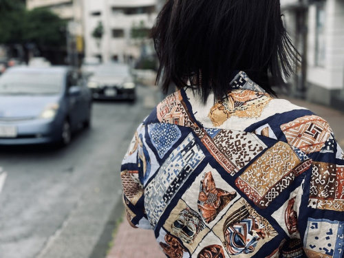 エルメスのリネン総柄S/Sシャツ