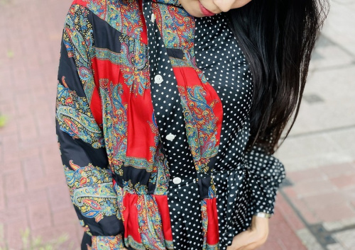 デコンストラックテッド シャツドレス/切替再構築ワンピースのオープン