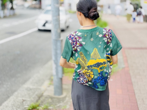 アプリカンプリントシルクブラウスの買取強化