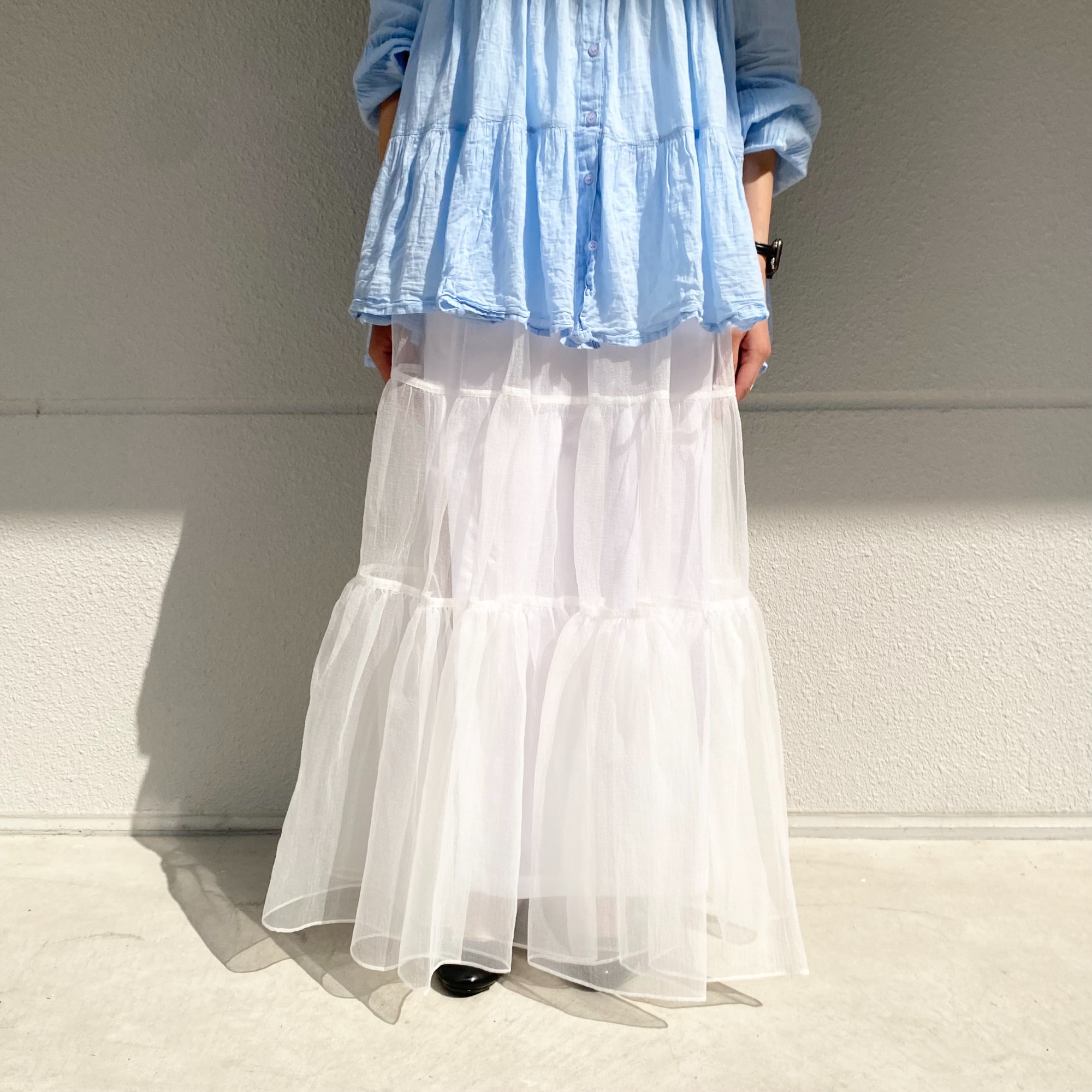 Whim Gazette ウィムガゼット オーガンジーボリュームスカート　美品 Whim Gazette スカート オーガンジーボリュームスカート