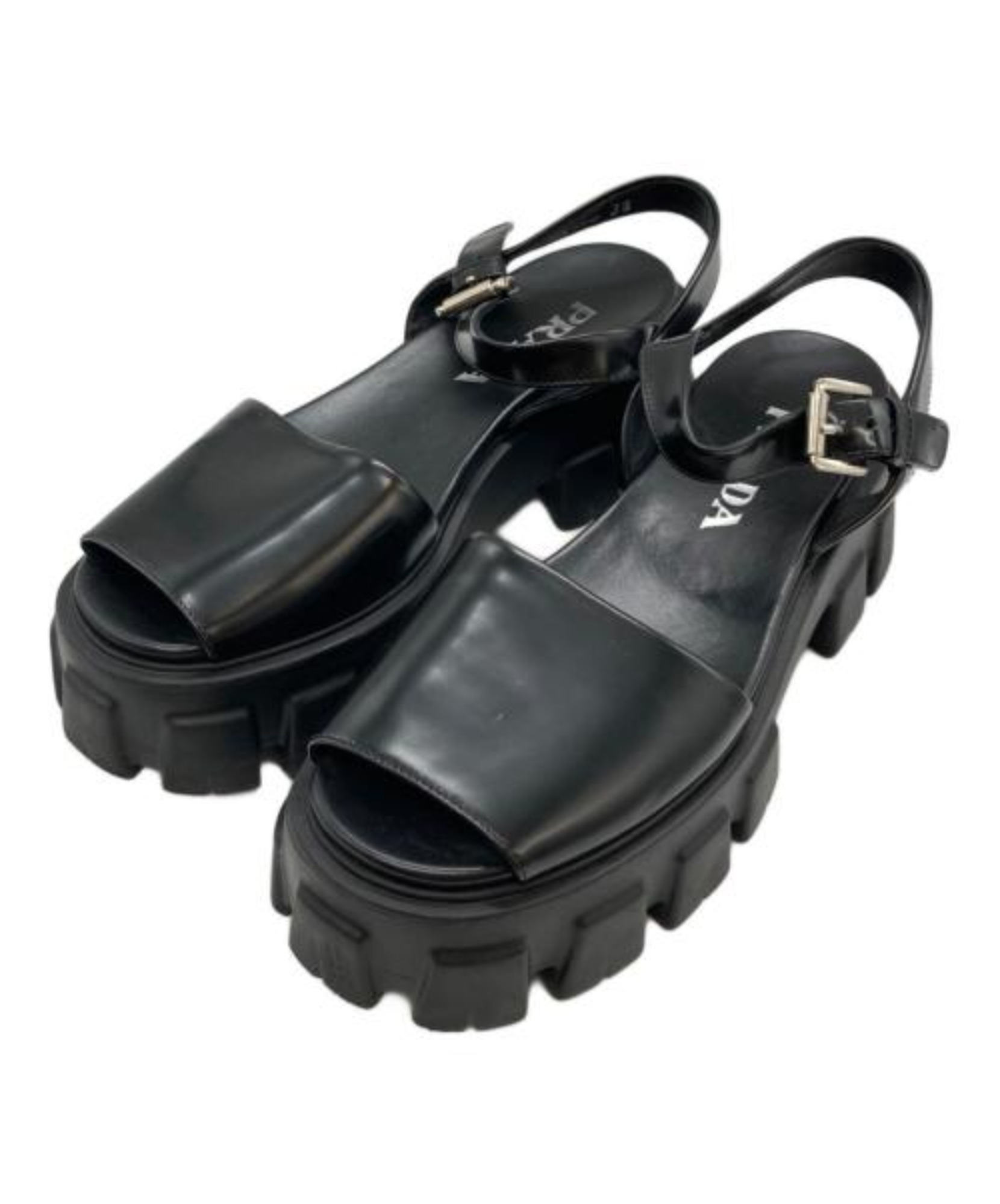 【未使用】プラダ　PRADA　サンダル　モノリス　ナストロ レザー PRADA/プラダ】より、''モノリスブラッシュドレザーサンダル ''を買取