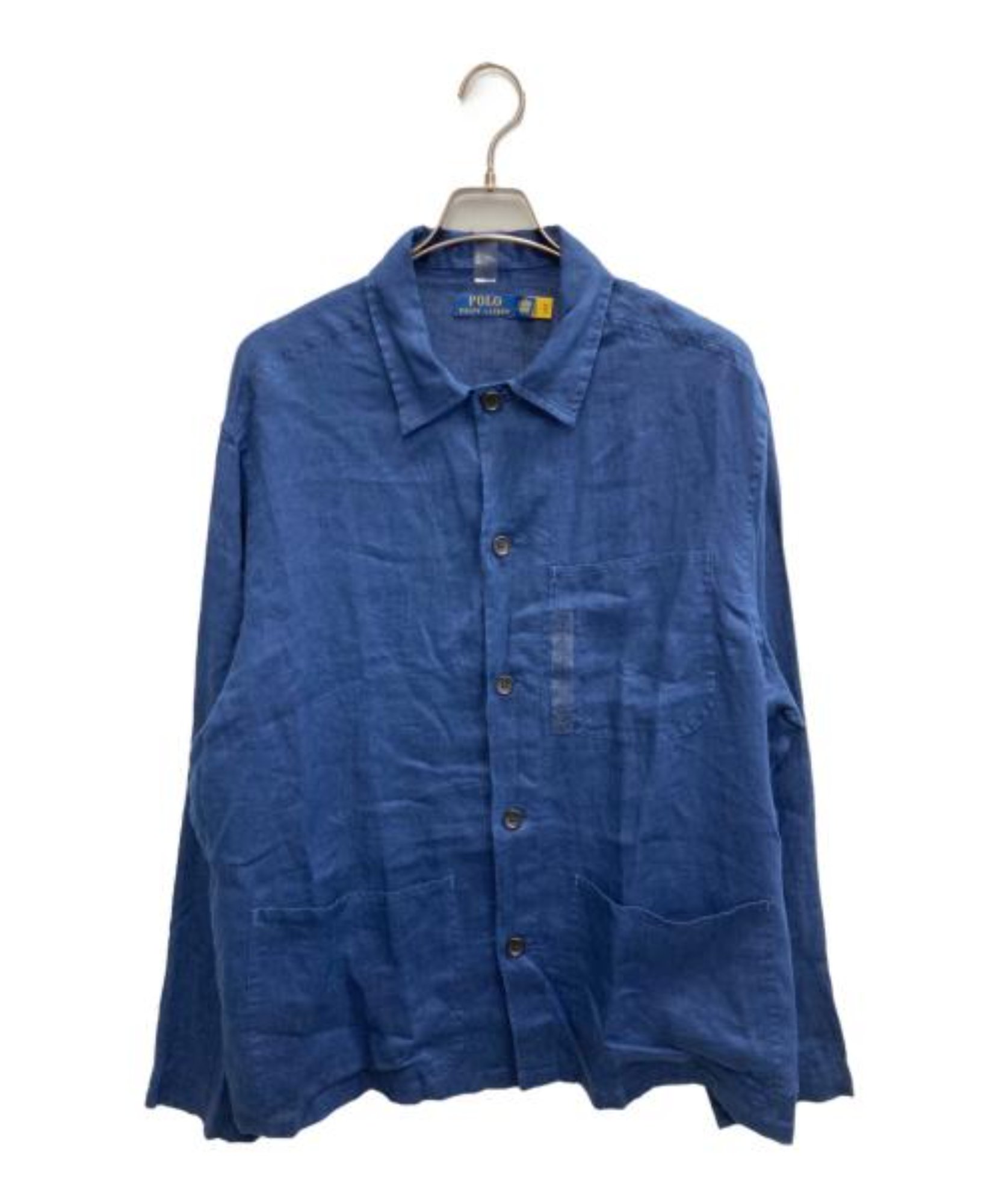 【最現行】美品 Ralph Lauren リネン カバーオール ネイビー シャツ POLO RALPH LAUREN / ポロ・ラルフローレン】リネンカバーオール|洗練