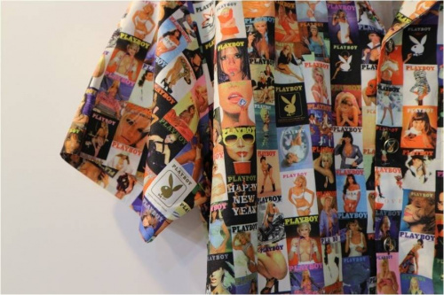 オープンカラーの総柄