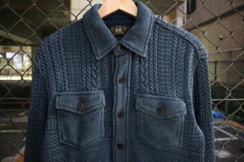 ダブルアールエルのニットコットンリネンワークシャツ