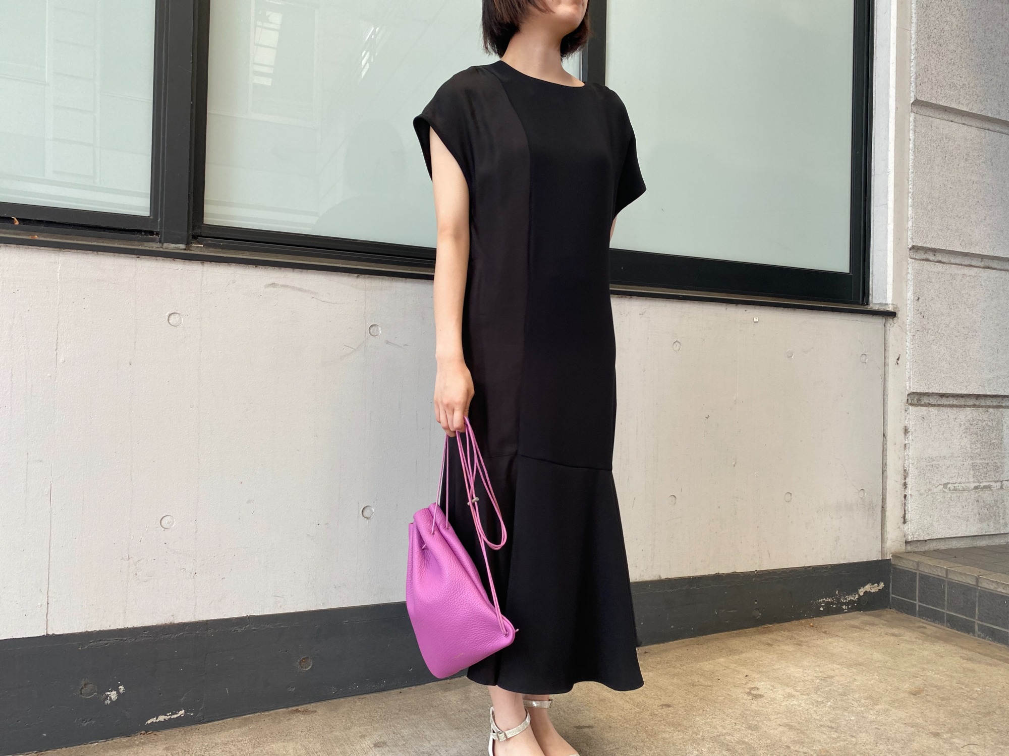 UN3D. SIDE GATHER BELTED OP ミックス