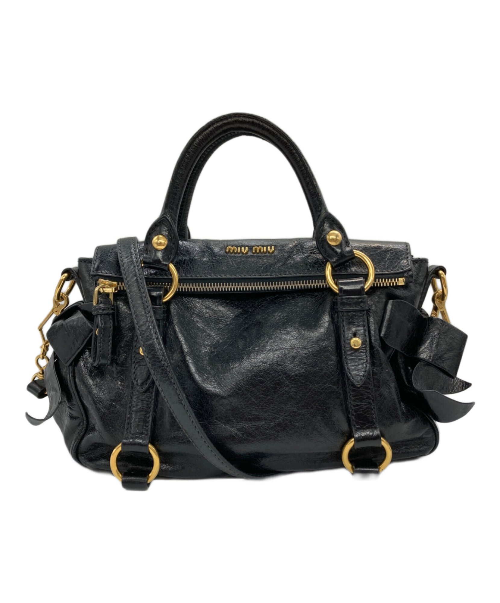 ミュウミュウ miu miu Vitello Lux 2wayリボン バッグ MIU MIU / ミュウミュウ】VITELLO LUX サイドリボン 2WAYバッグ|上品な