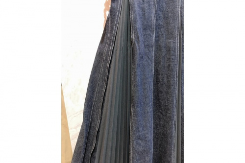 フロントホックデニムロングワンピースのレディース