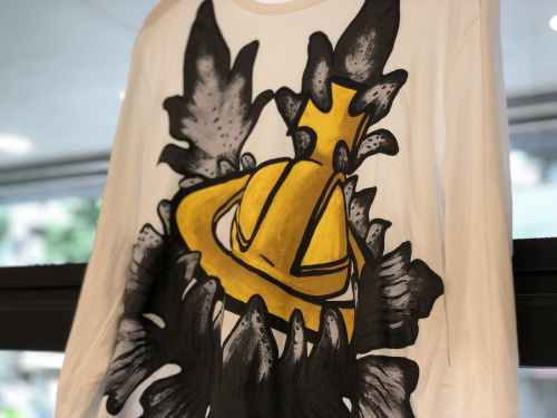 メンズ ブロードワンポイントシャツ プリントTシャツ ロングスリーブカットソー