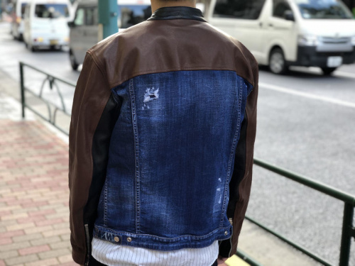 ディースクエアードのレザー切替ライダースジャケット