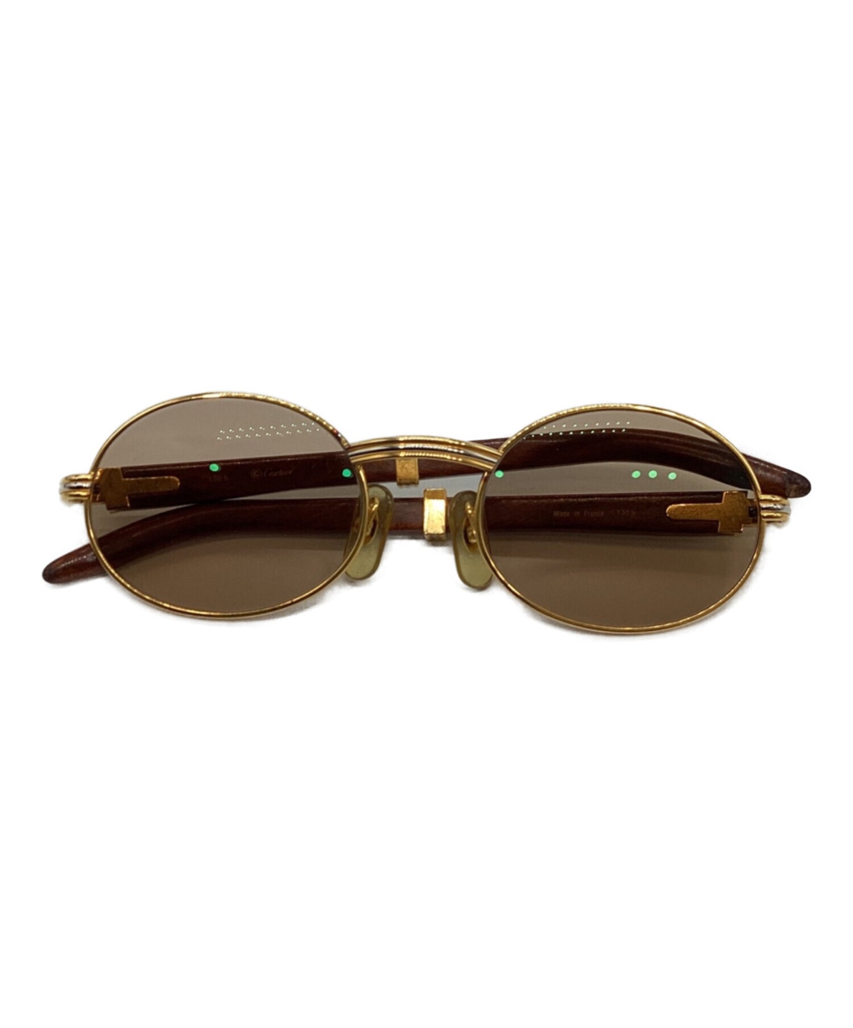 Cartier / カルティエ】ウッドテンプルサングラス｜天然木の温もりと金
