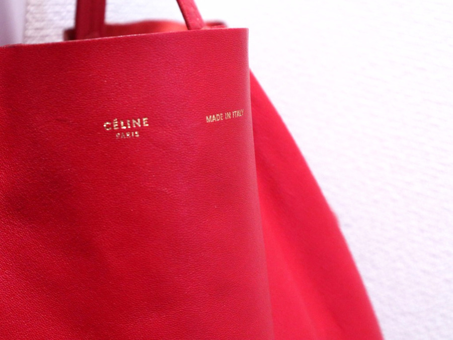 セリーヌ ホリゾンタルカバ トートバッグ レザー レッド CELINE