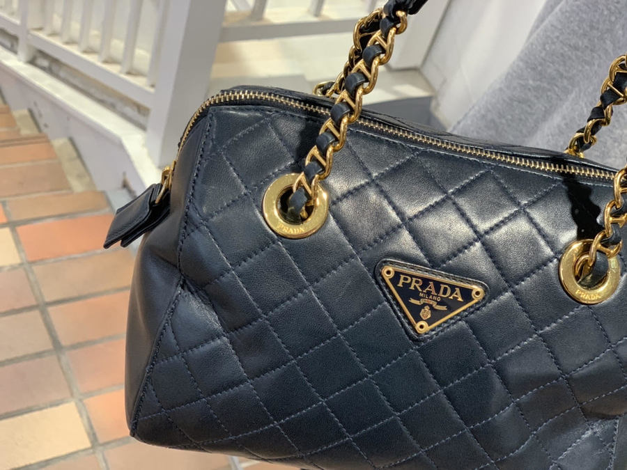 美品‼️PRADA プラダ ボストンバッグ キルティング　ブラック PRADA キルティング バッグ
