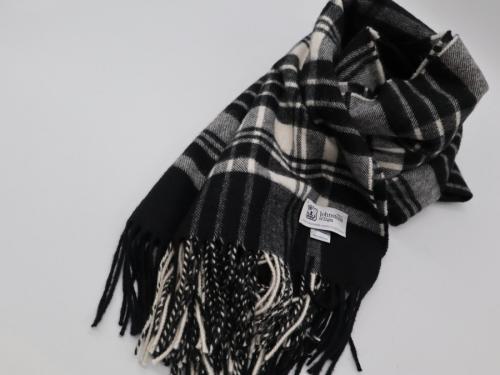 チェックカシミヤ大判ストールのレデイース