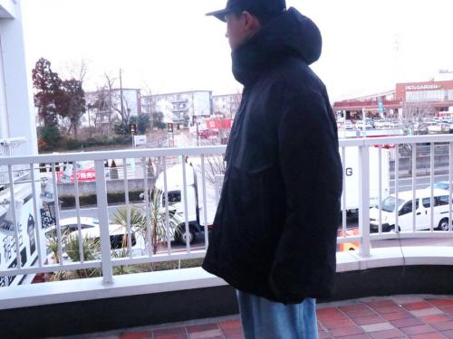 ハイブリッドダウンオーバーサイズパーカのメンズ