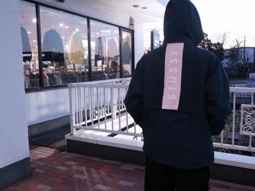 ステューシーのバックロゴナイロンジャケット