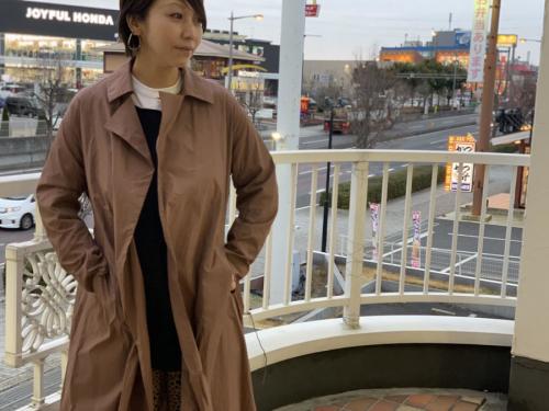 バックボタンロングガウンコートのレデイース