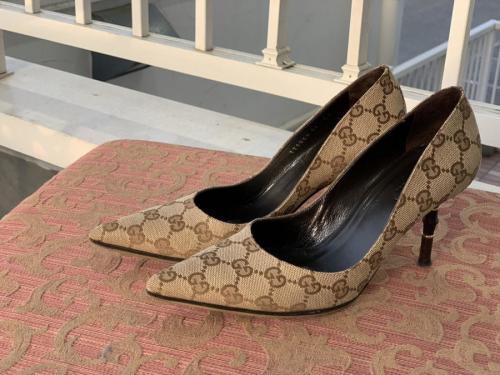 バンブーヒールGGパターンパンプスのレディース