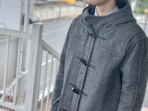 ヘリンボーンロングダッフルコートのメンズ