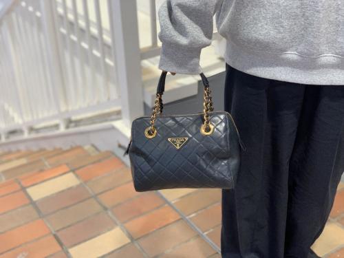 PRADA/プラダ】チェーンハンドルキルティングミニボストンバッグ