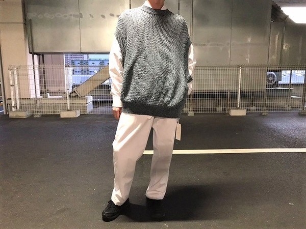 【YOKE】MESHED CREW NECK RIB VEST