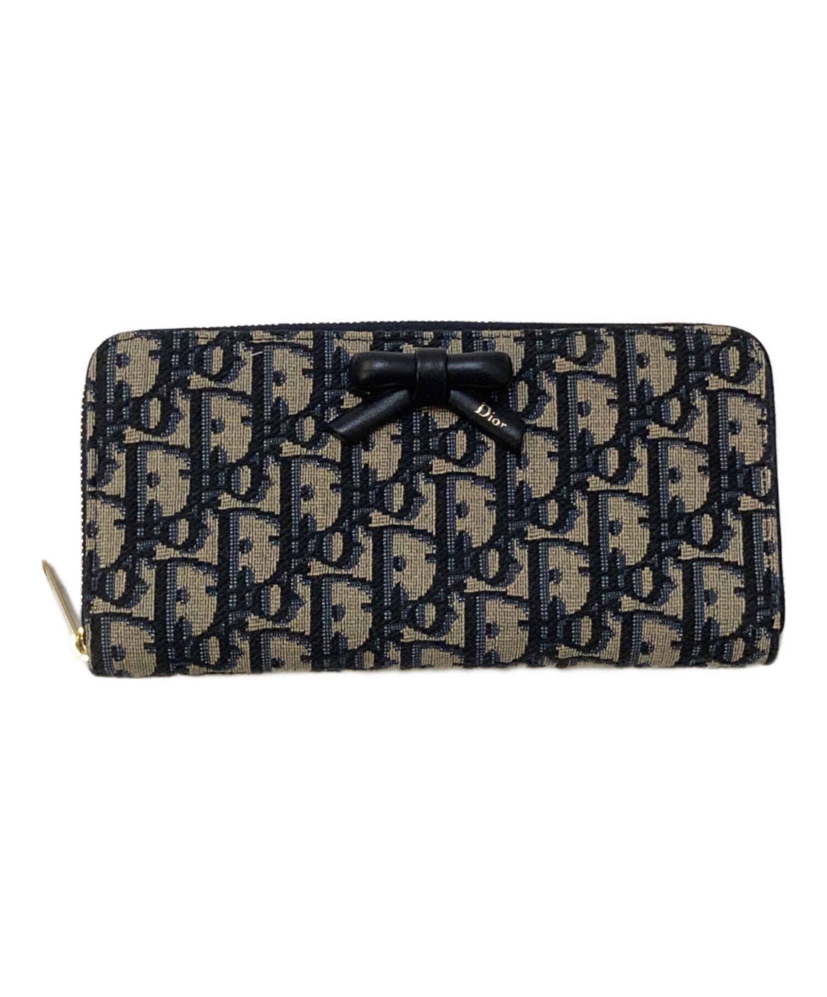 送料込　お値下げ　Dior ディオール Dior / ディオール】OBLIQUE BOW LONG WALLET LI 928|凛としたネイビー