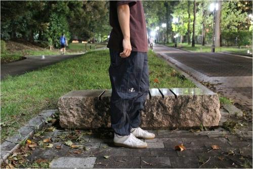 製品染めトラックパンツのメンズ