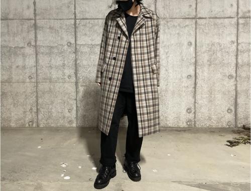 オーラリーのDOUBLE FACE CHECK SOUTIEN COLLAR COAT