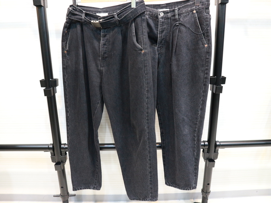 doublet◇18SS/SILK DENIM WIDE TAPERED TROUSER/S/デニム/ブラック